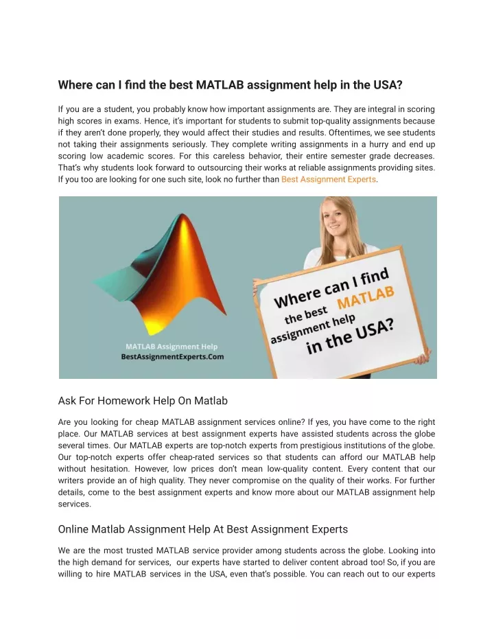 where can i find the best matlab assignment help
