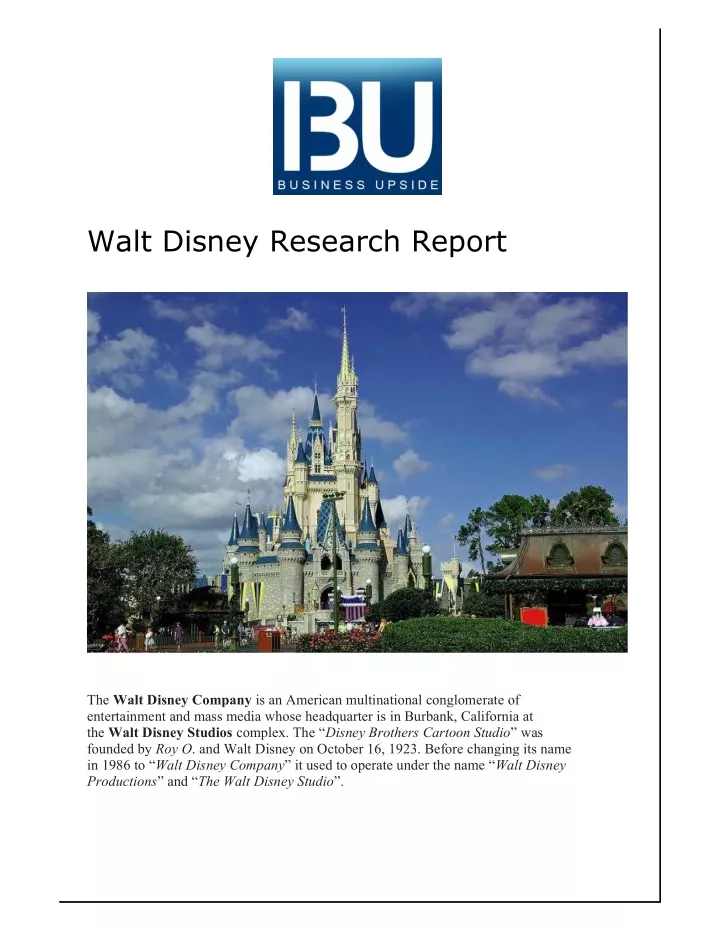 walt disney research report