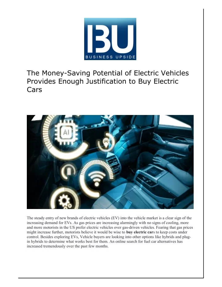 the money saving potential of electric vehicles