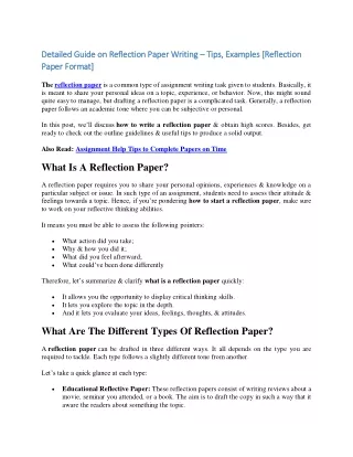 detailed guide on reflection paper writing