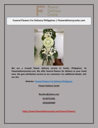 Funeral Flowers For Delivery Philippines | Flowerdeliverycavite.com