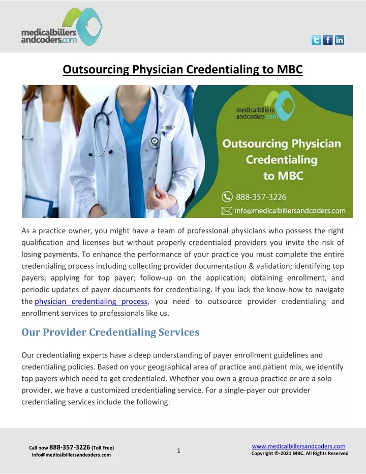 outsourcing physician credentialing to mbc