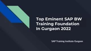 Top Eminent SAP BW Training Foundation In Gurgaon 2022