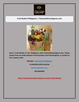 Fruit Basket Philippines | Flowerdeliverylaguna.com
