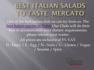BEST ITALIAN SALADS TO TASTE- MERCATO