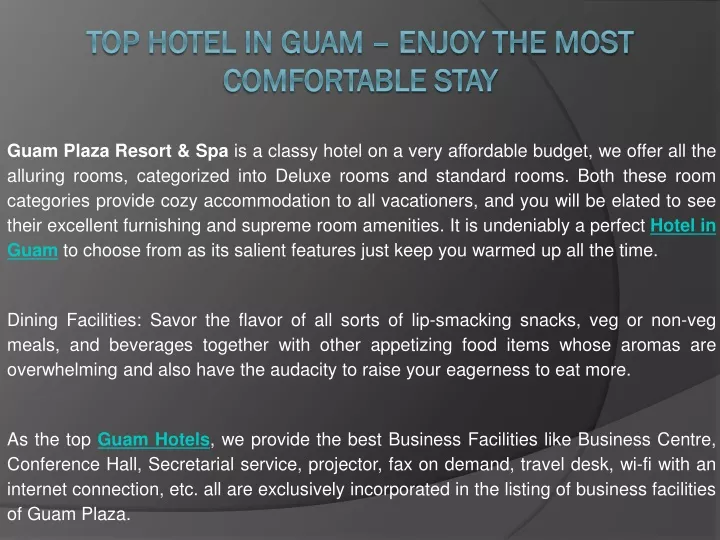 top hotel in guam enjoy the most comfortable stay