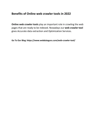 benefits of online web crawler tools in 2022