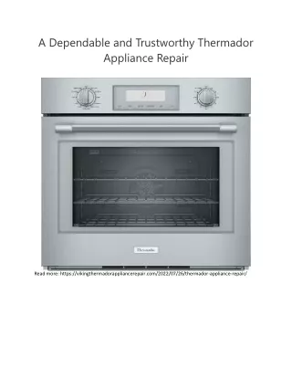 A Dependable and Trustworthy Thermador Appliance Repair