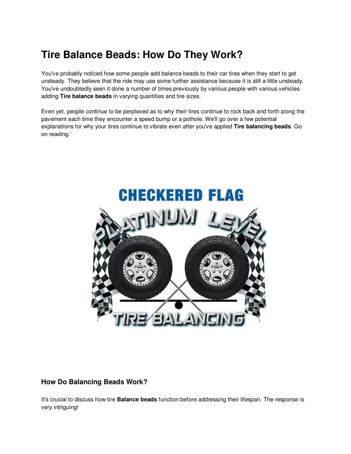 tire balance beads how do they work