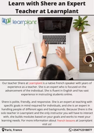 Learn with Shere an Expert Teacher at Learnplant