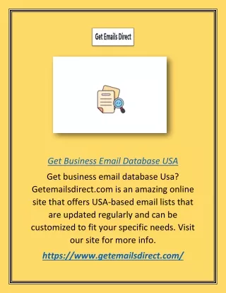 Get Business Email Database Usa | Getemailsdirect.com