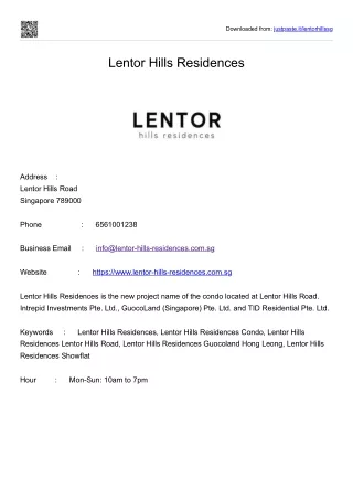 Lentor Hills Residences