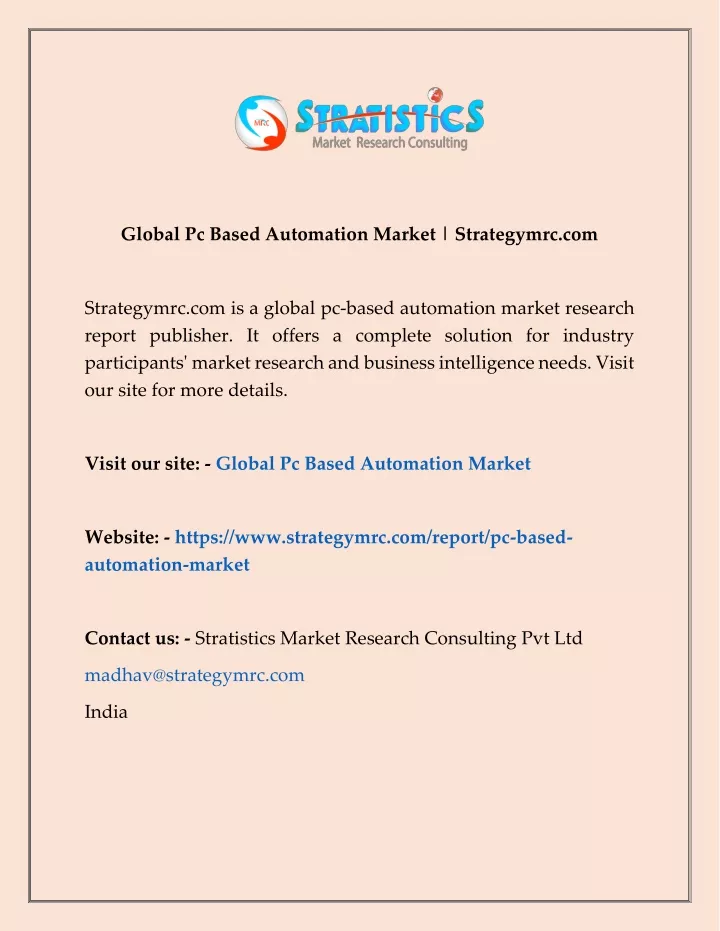 global pc based automation market strategymrc com