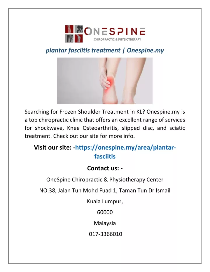 plantar fasciitis treatment onespine my