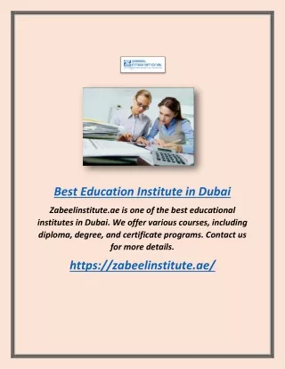 Best Education Institute in Dubai | Zabeelinstitute.ae