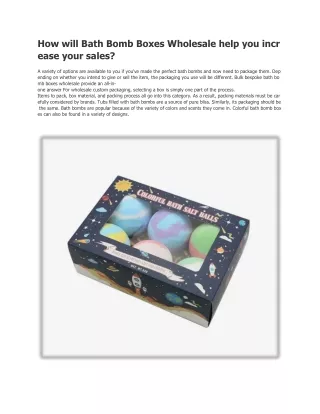 How will Bath Bomb Boxes Wholesale help you incr ease your sales?