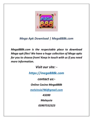 Mega Apk Download