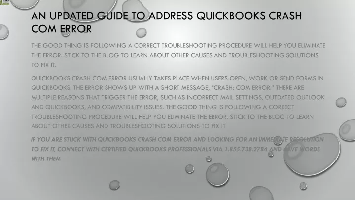 an updated guide to address quickbooks crash com error