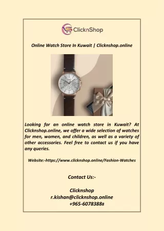 Online Watch Store In Kuwait | Clicknshop.online