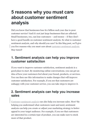 5 reasons why you must care about customer sentiment analysis