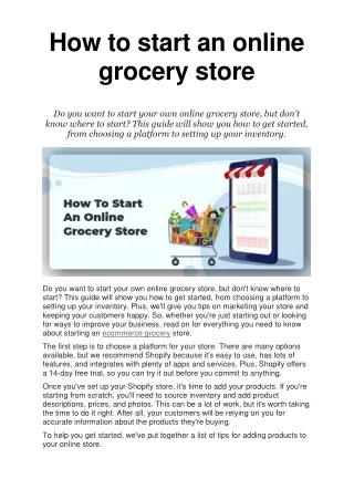 How to start an online grocery store