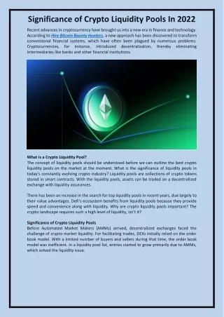 Significance of Crypto Liquidity Pools
