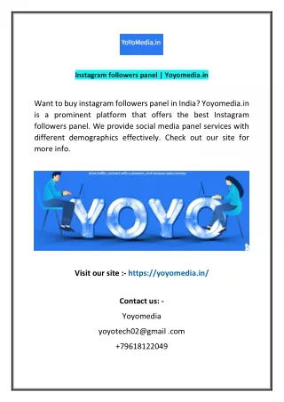 Instagram followers panel Yoyomedia.n