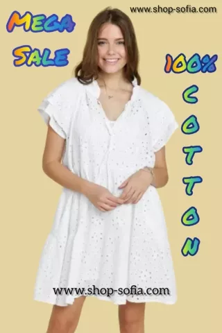 JULES EYELET COTTON DRESS WHITE