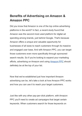 Benefits of Advertising on Amazon & Amazon PPC