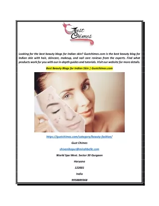 Best Beauty Blogs for Indian Skin  Gustchimes.com