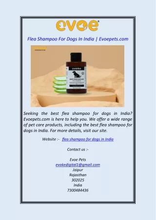 Flea Shampoo For Dogs In India Evoepets.com