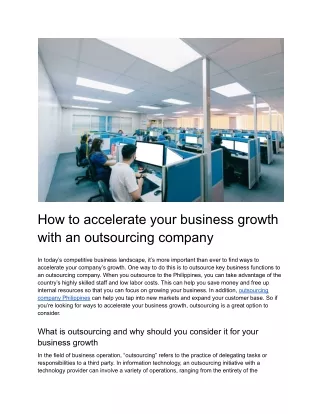 How to accelerate your business growth with an outsourcing company