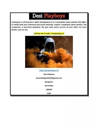 Call Boy Job In India  Desiplayboys.in