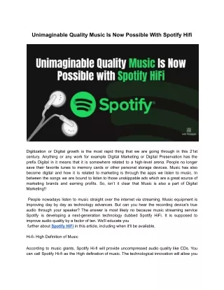unimaginable quality music is now possible with