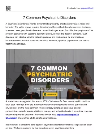 7 Common Psychiatric Disorders