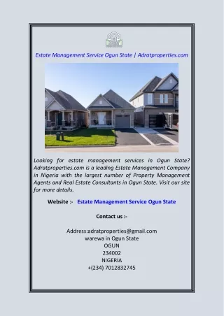 Estate Management Service Ogun State Adratproperties.com