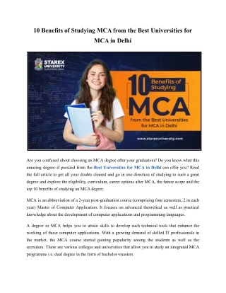 10 Benefits of Studying MCA from the Best Universities for MCA in Delhi
