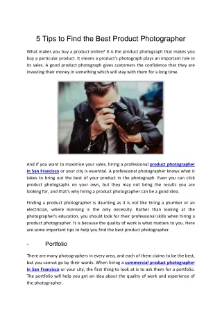5 Tips to Find the Best Product Photographer