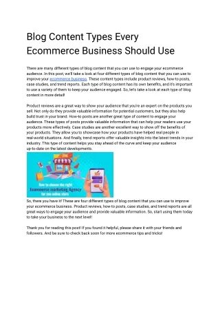 Blog Content Types Every Ecommerce Business Should Use