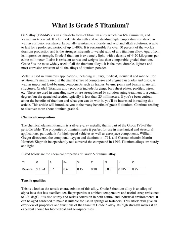 what is grade 5 titanium