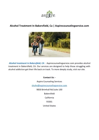 Alcohol Treatment In Bakersfield, Ca | Aspirecounselingservice.com