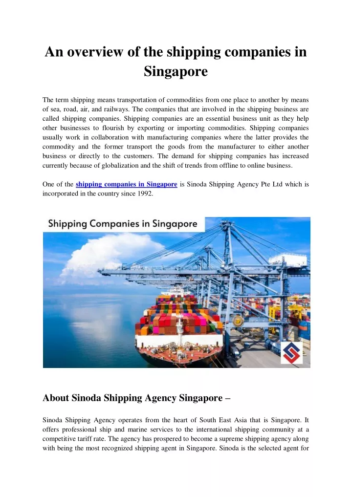 an overview of the shipping companies