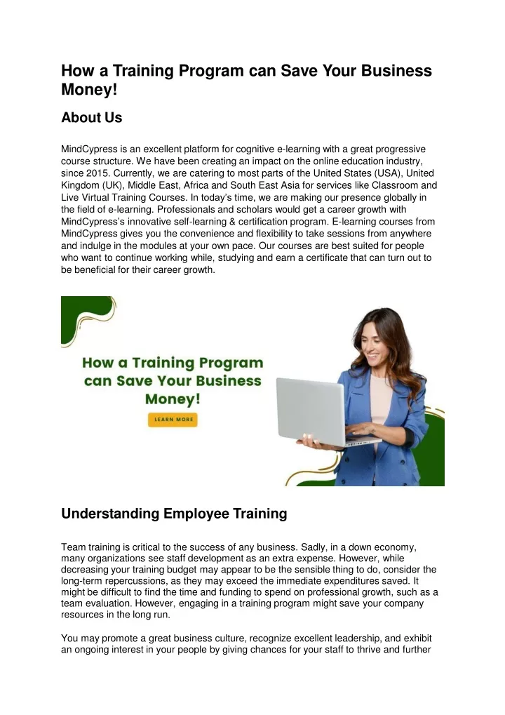 how a training program can save your business