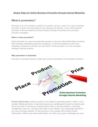 Simple Steps for Online Business Promotion through Internet Marketing - Sochtek