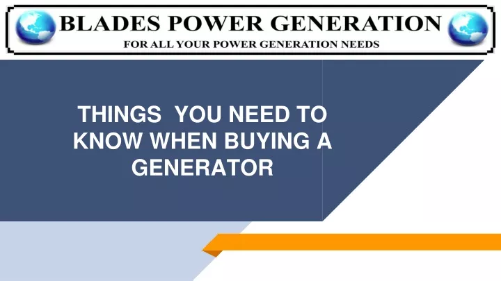 things you need to know when buying a generator