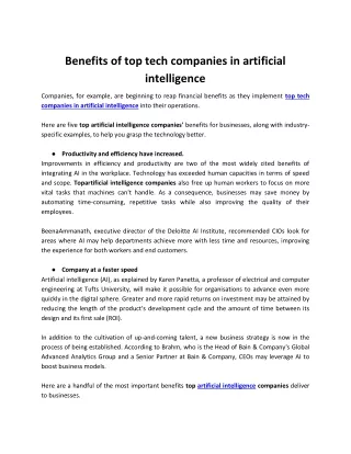 benefits of top tech companies in artificial