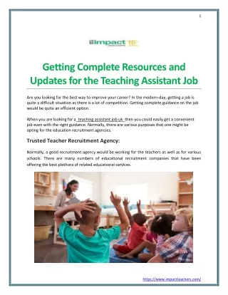 Getting Complete Resources and Updates for the Teaching Assistant Job