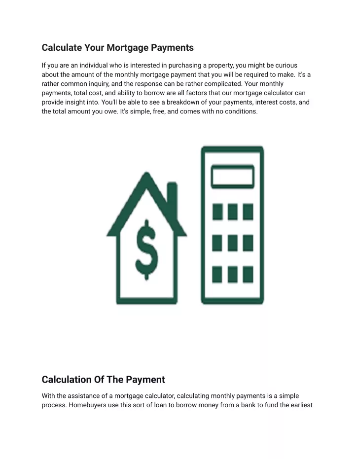 calculate your mortgage payments