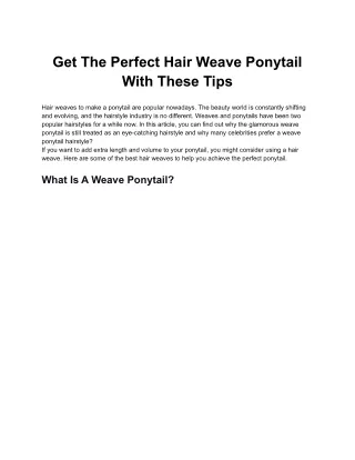 Get The Perfect Hair Weave Ponytail With These Tips