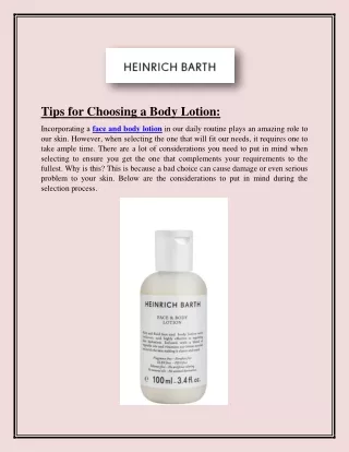 tips for choosing a body lotion